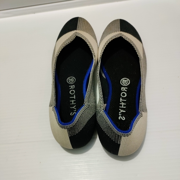 Rothy’s Flat Cap Toe Loafers 8 Black/White - Picture 4 of 7